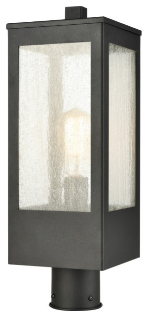 Angus 1-Light Outdoor Post Mount, Charcoal With Seedy Glass Enclosure