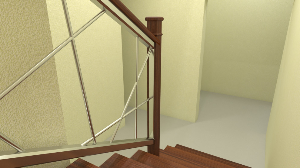 Лестница с металлическим ограждением