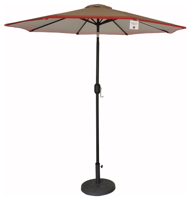 9 Premium Patio Market Umbrella Tan, Red Striped Patio Umbrella