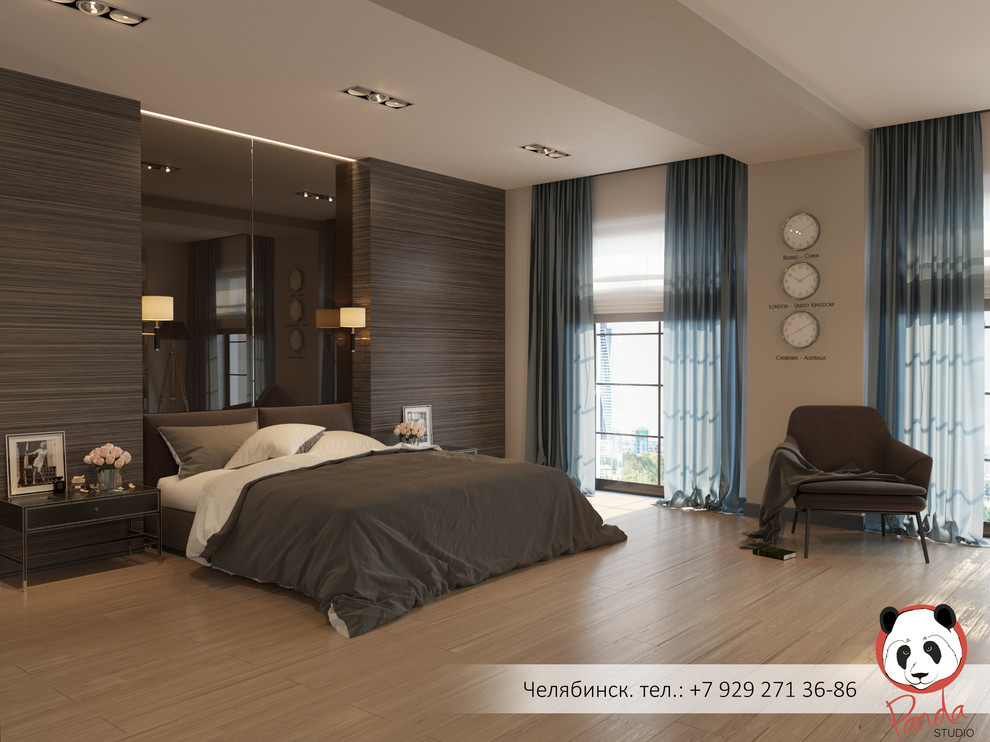 Дизайн интерьера спальни с камином