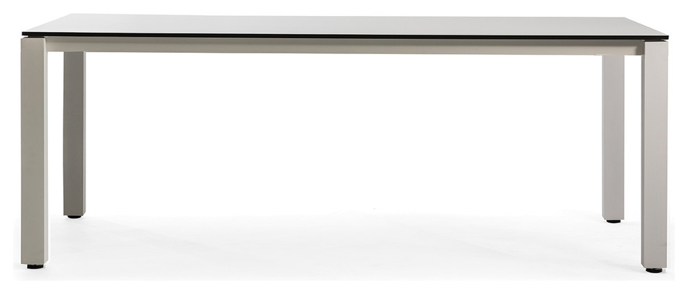 OASIQ MACHAR 200 Dining Table, Aluminum Anthracite Frame/Nordic HPL Top/Teak Leg