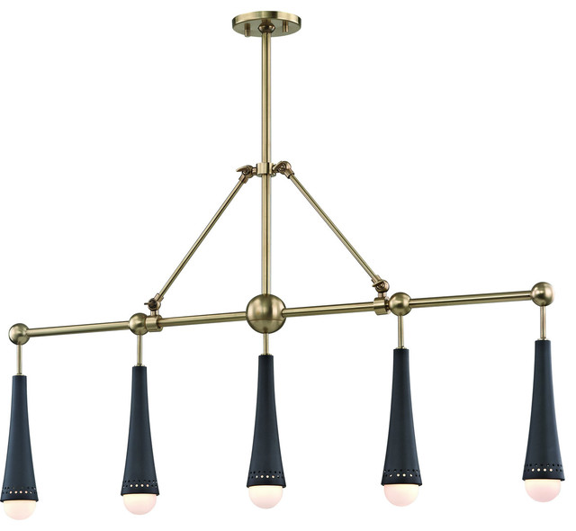 Island Lighting 5Light With Black Finish, LED Bulbs, 3", 15W Contemporary Kitchen Island