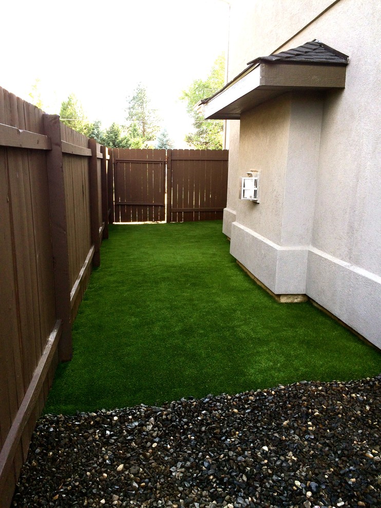 Photo of a small contemporary side yard shaded xeriscape in Boise.