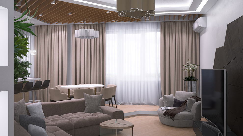 Дизайн гостиной-кухни в современном стиле