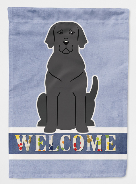 Black Labrador Welcome Flag Canvas House Size