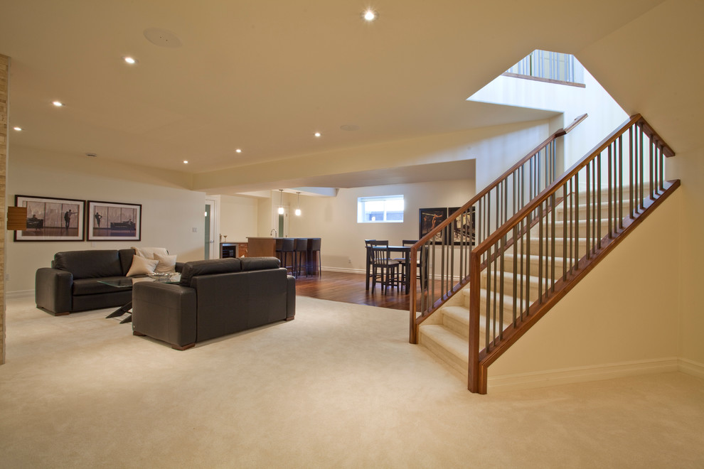 Example of a transitional basement design in Calgary