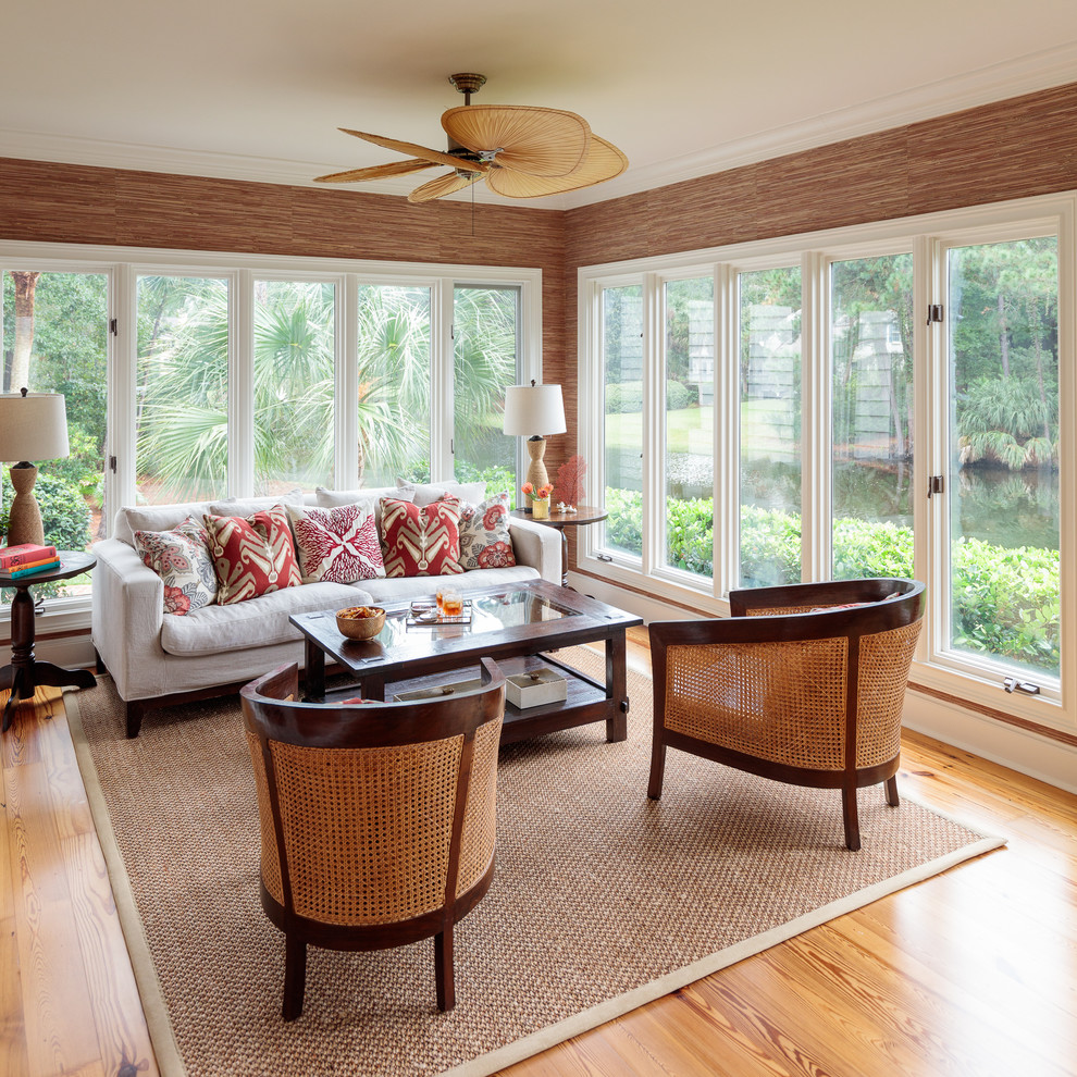 Design ideas for a transitional sunroom in Charleston.
