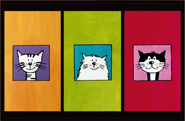 Cute Cat Trio Gallery Door Mat, Small
