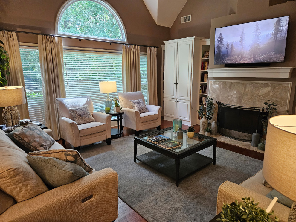 Photo of a contemporary living room in Atlanta.