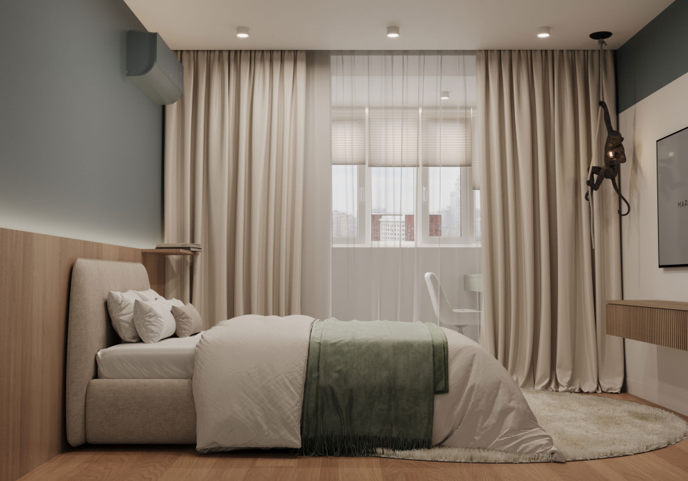 Современный интерьер с яркими акцентами и геометрическими формами