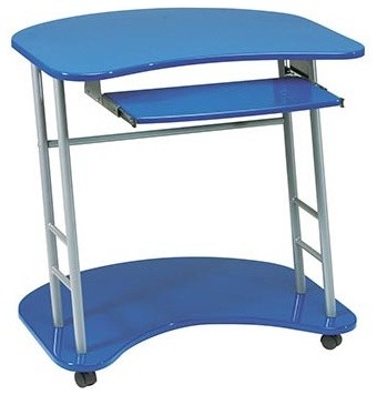 Kool Kolor Cobalt Blue Computer Desk With Caster Wheels