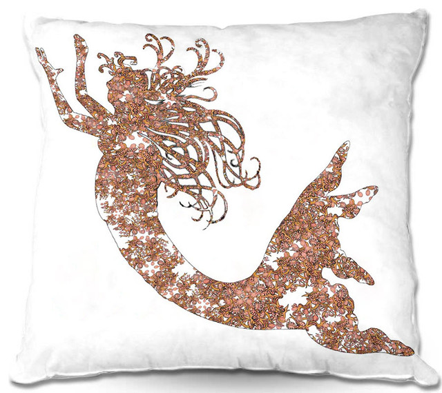Mermaid Salmon Throw Pillow, 22"x22"