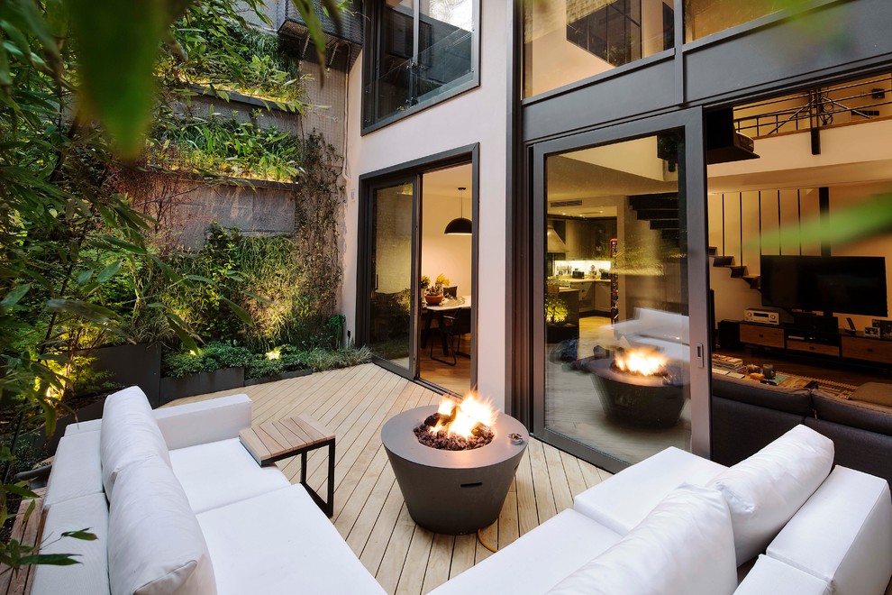 Photo of a contemporary backyard verandah in Other with a vertical garden.