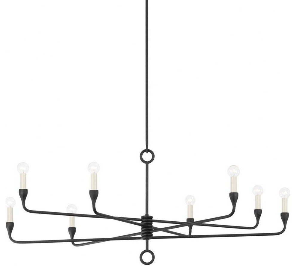 8 Light Chandelier-21 Inches Tall and 41.5 Inches Wide-Black Iron Finish