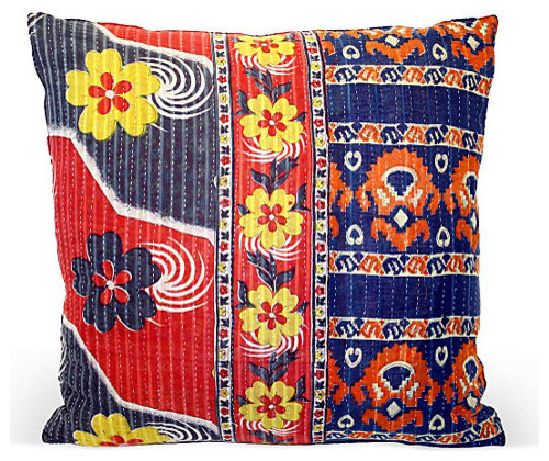 Floral Kantha Blanket Pillow
