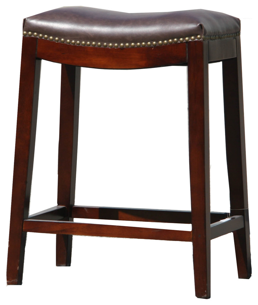 Backless Bonded Leather Counter Stool Transitional Bar Stools And