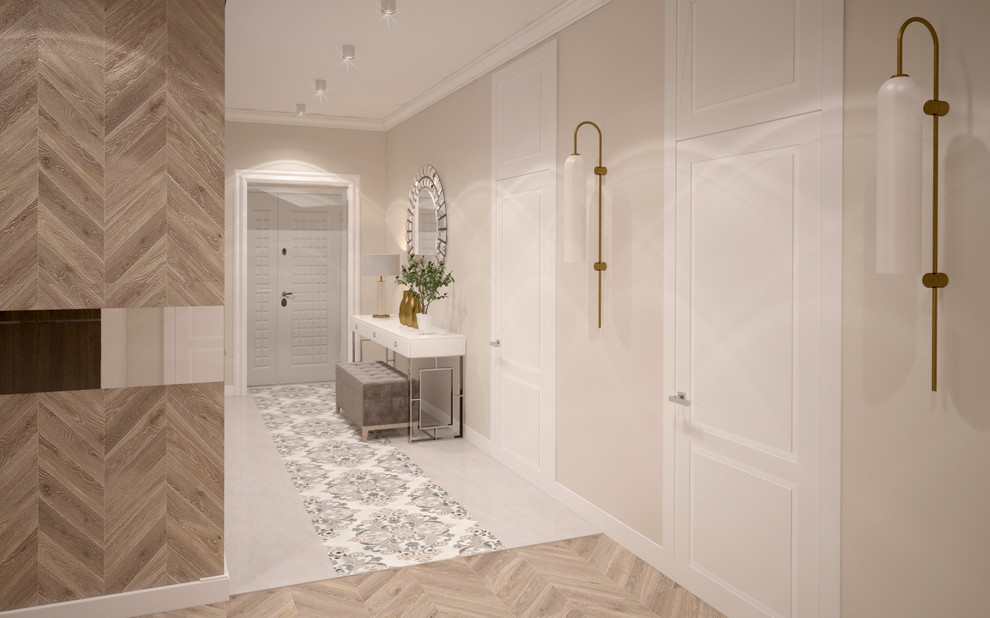 Интерьер гостиной, совмещенной с кухней в загородном доме