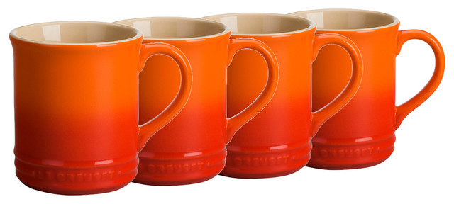 Le Creuset Cis Stoneware 12 Oz Coffee Mugs Set Of 4 Le Creuset Stoneware 12 Oz Coffee Mugs Flame Set Of 4