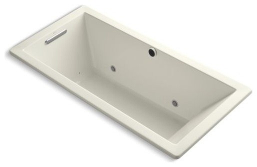 Kohler Underscore Rectangle 66"x32" Drop-In Bubblemassage Air Bath, Biscuit