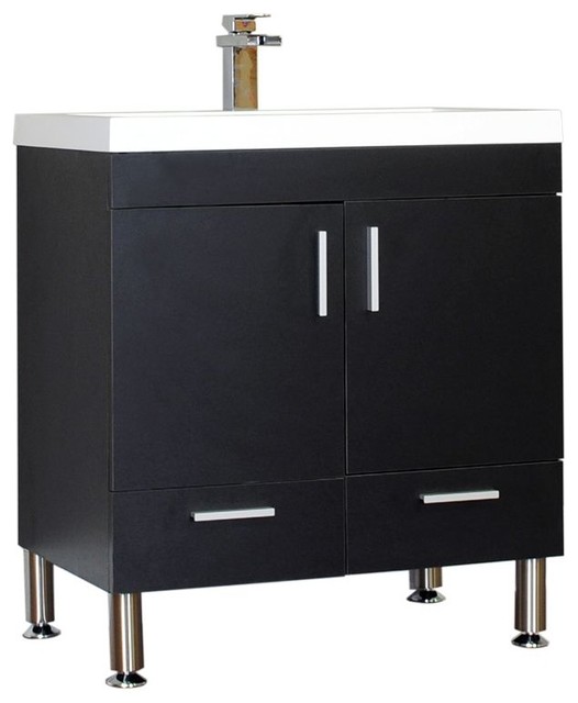 Greenville 30" Single Modern Bathroom Vanity, Black Contemporary