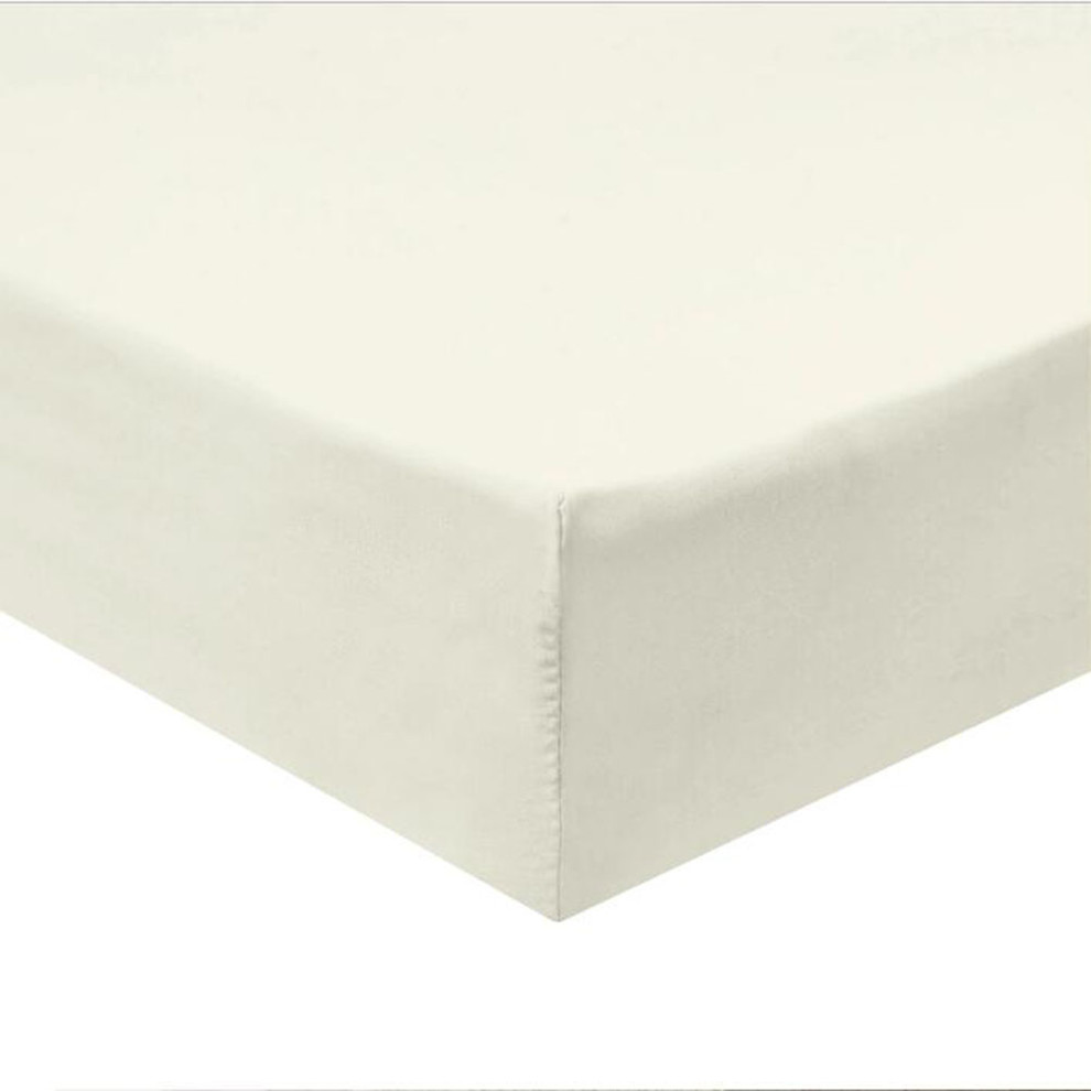 Queen Size Fitted Sheets 100% Cotton 600 Thread Count Solid (Ivory)