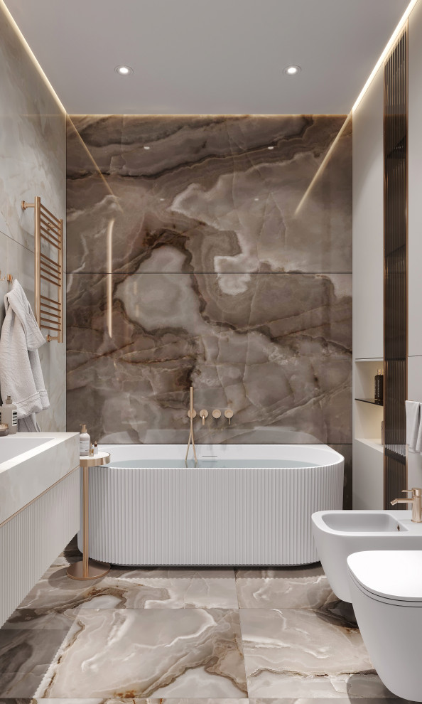 Санузел с пристенной ванной