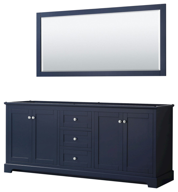 Avery 80" Double Bathroom Vanity, No Countertop, No Sinks, 70" Mirror