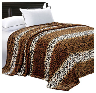 Striped Snow Leopard Safari Flannel Fleece Blanket ...