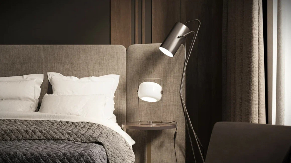 Квартира 54 м² для молодого человека в темных тонах с яркими акцентами