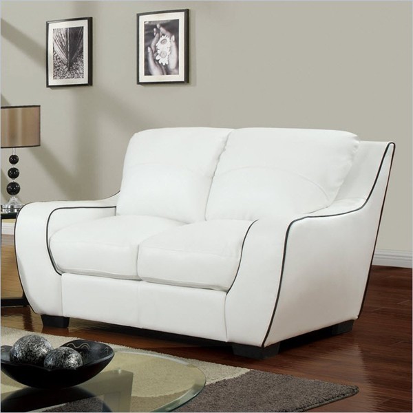 Global Furniture - 8080 Loveseat in White with Black Welt - U8080-L-WHITE/BLACK
