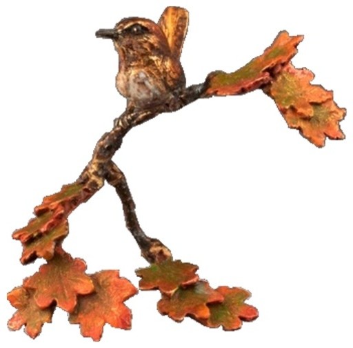 Bird and Branch Bronze Sculpture Morning Breaks