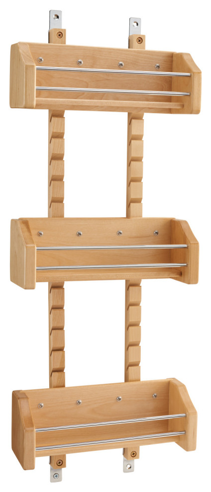 Wood Wall Cabinet Adjustable Spice Rack, 10.13"