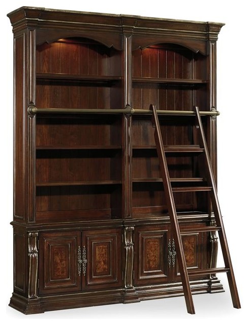 Grand Palais Double Bookcase - With Ladder and Rail