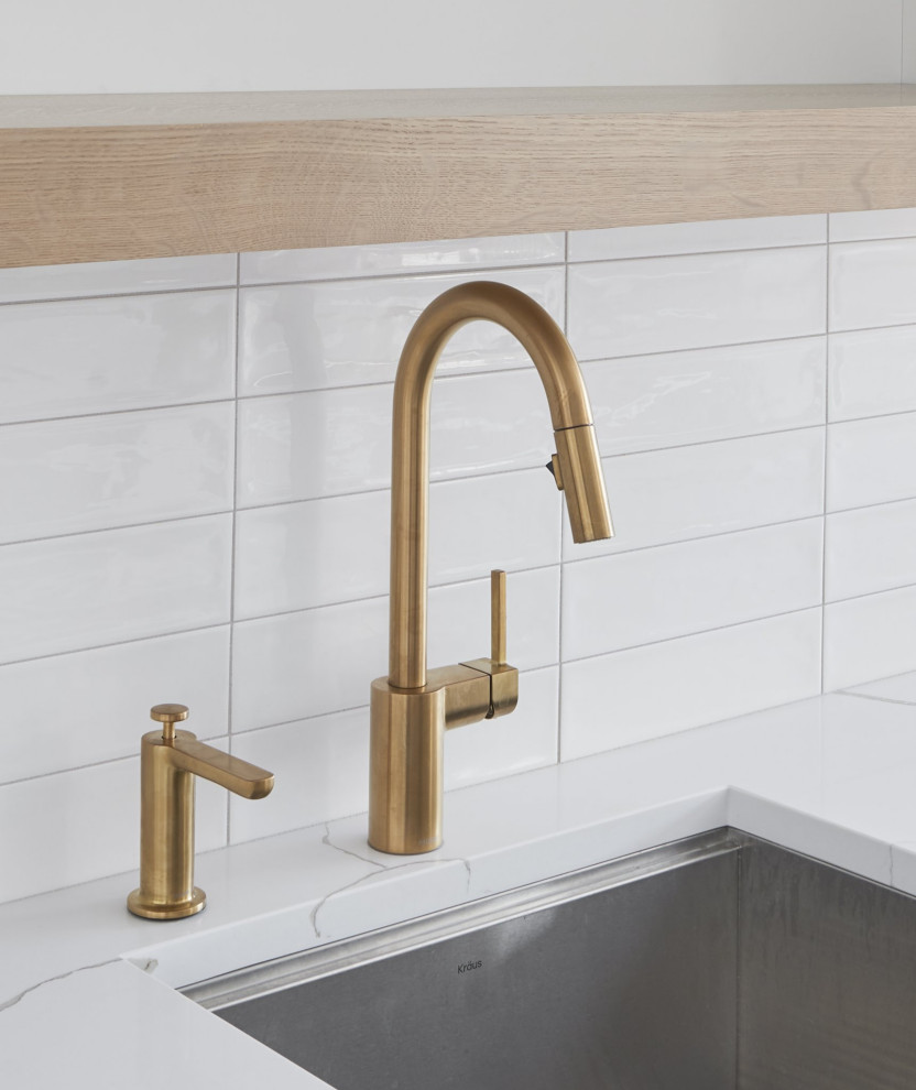 Moen Brushed Gold Faucet Bright Large Kitchen Remodel (Northbrook, IL