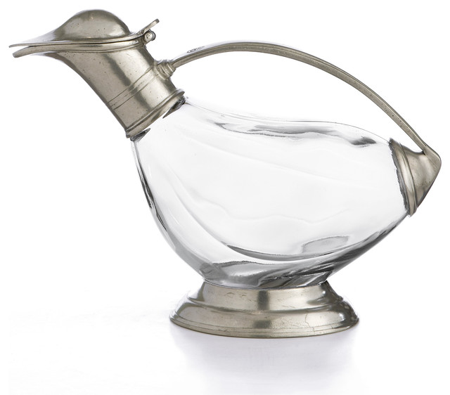 Taverna Duck Decanter Traditional Decanters By Arte Italica - Glass Silver Duck Decanter Taverna Duck Decanter Traditional Decanters By Arte Italica - Glass Silver Duck Decanter