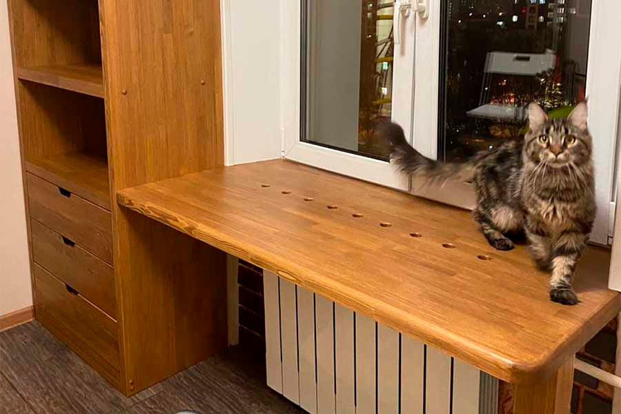 Подоконник-столешница + шкаф из лиственницы