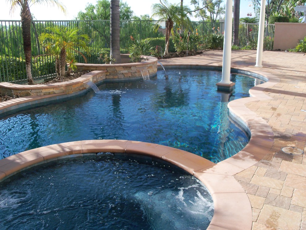 Inspiration for a mediterranean pool remodel in Orange County
