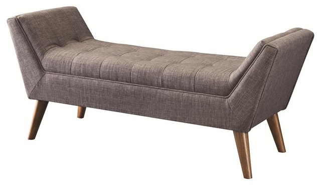 Coaster Mid Century Modern Upholstered Accent Bench Gray