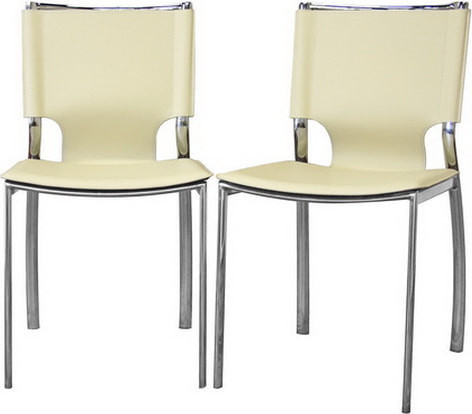 Baxton Studio Montclare Ivory Leather Modern Dining Chair, Set of 2