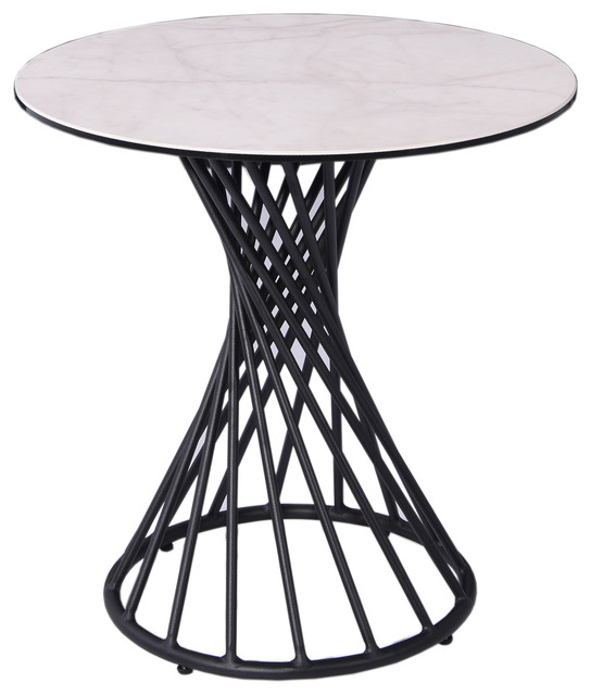 Whiteline Oscar Side Table In Glass White Ceramic And Black Iron St1632 Wht Contemporary Side Tables And End Tables By Gwg Outlet