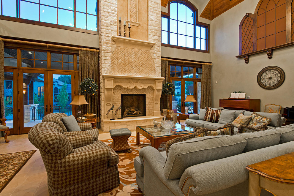Photo of a mediterranean family room in Salt Lake City.