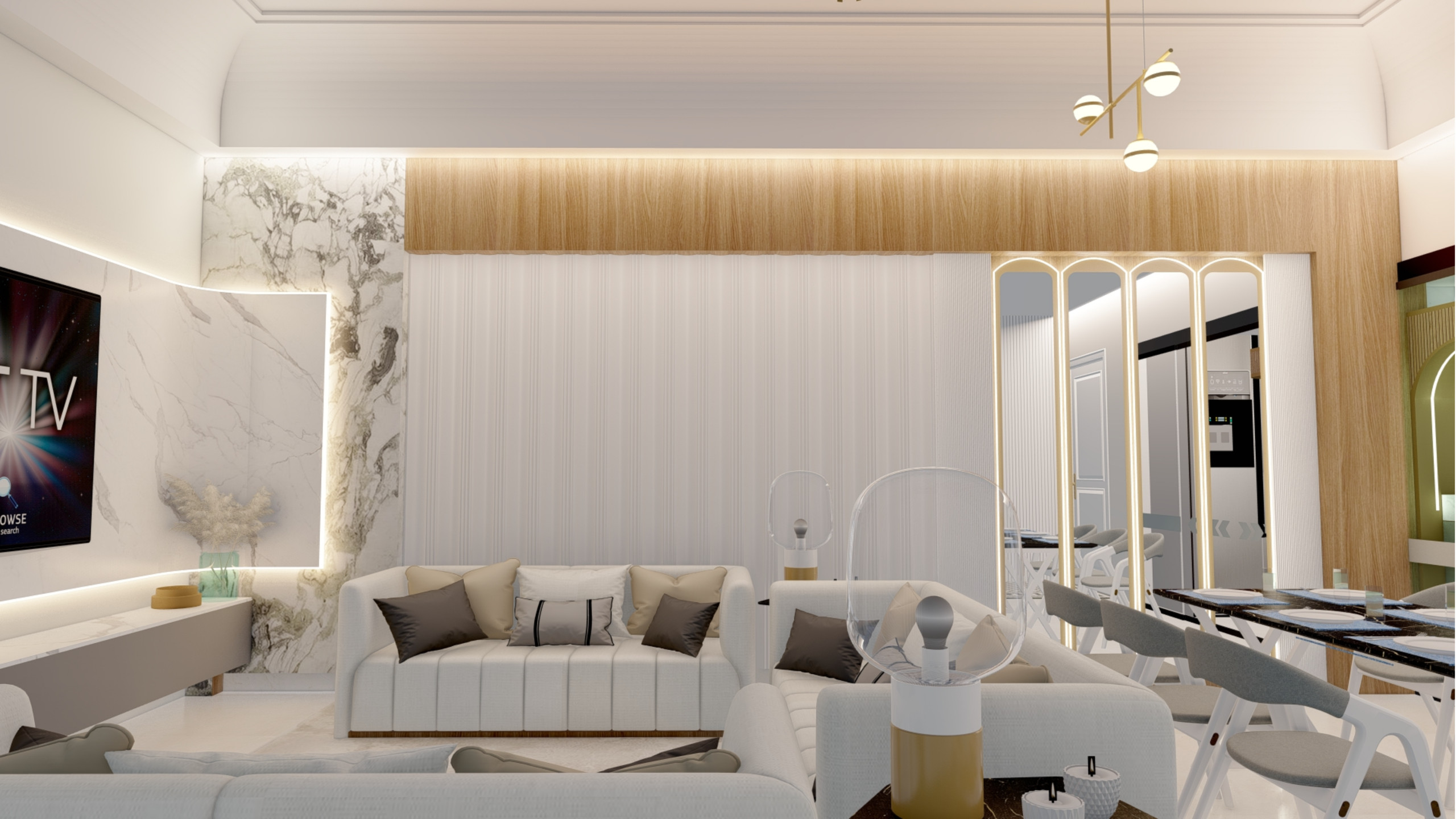 Chic Modern Living Space with Light Timber Features in Sunningdale