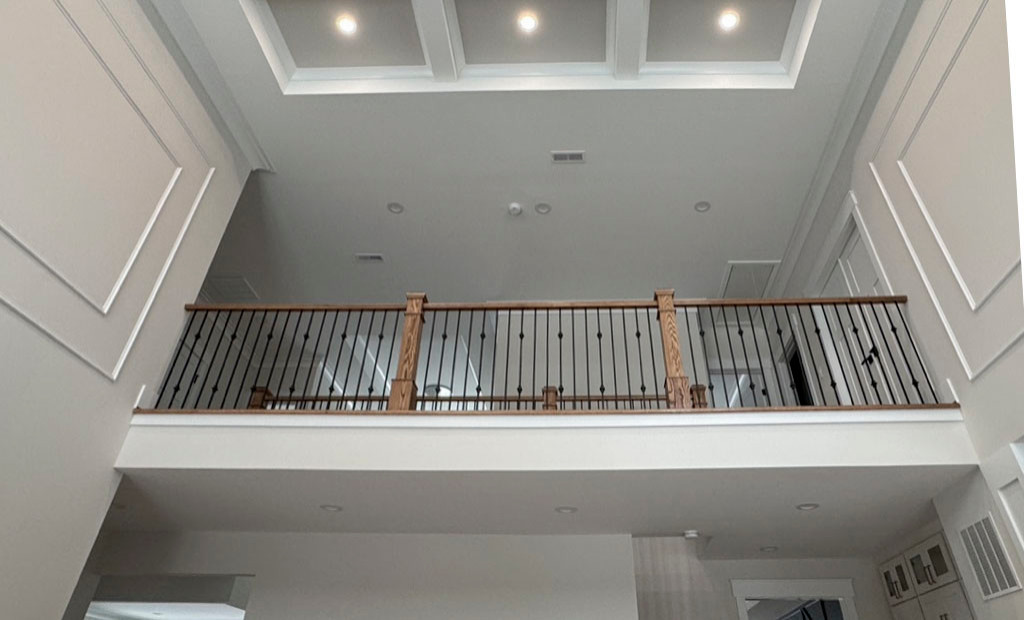 117_Distinct Oak Staircase with Iron Balusters & Oak Rail Profile, Chantilly VA