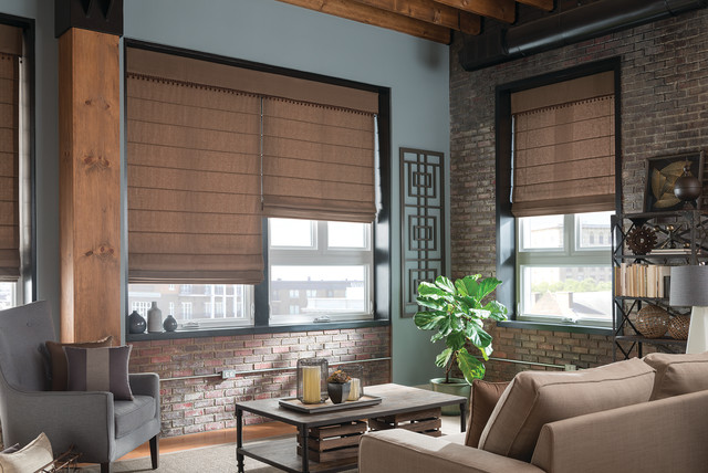 Roman Shades Industrial Living Room Vancouver By Inspired Window Fashions