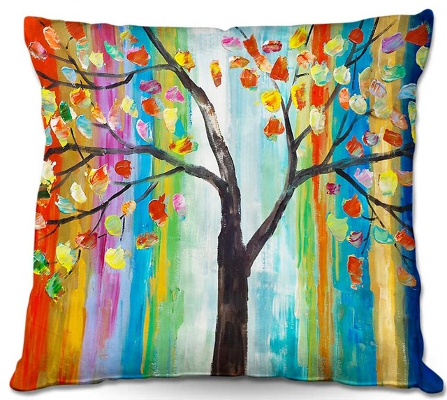 Color Tree Throw Pillow, 18"x18"