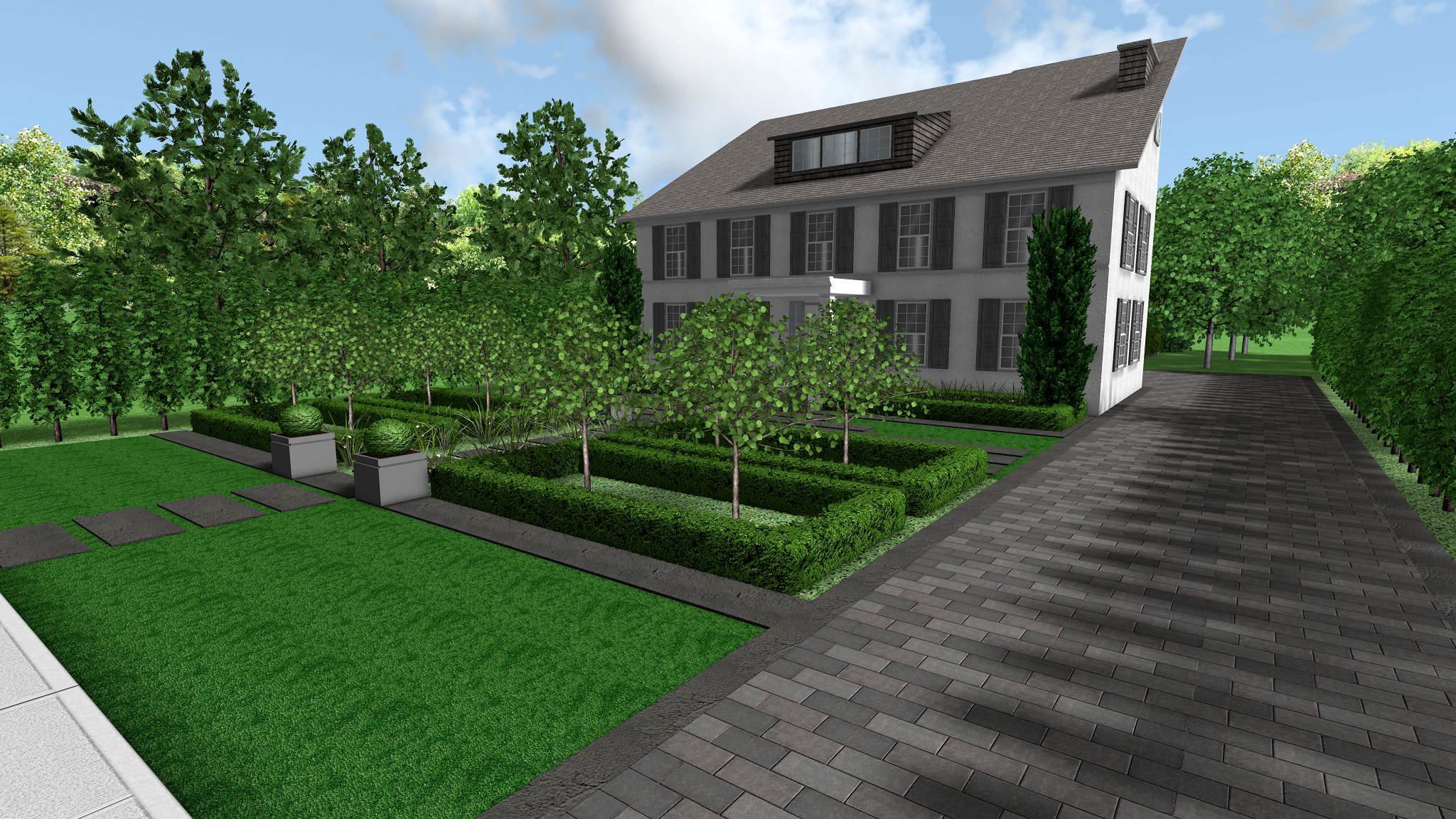 Modern Formal Front Yard Landscape Design