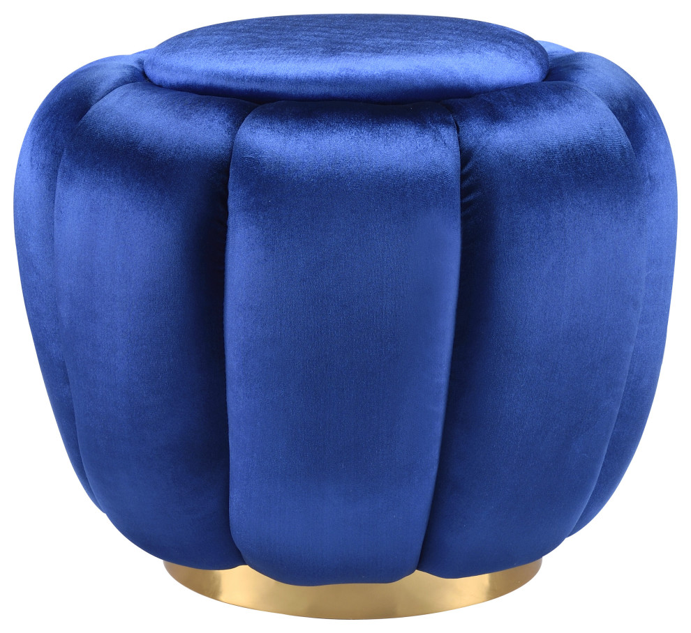 Heiress Ottoman, Sapphire Blue Velvet
