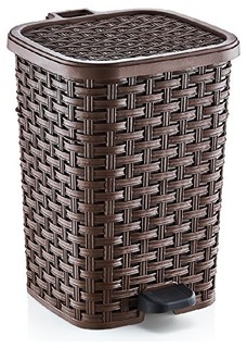 Superio Wicker Style Step Trash Can, 27 qt., Brown - Tropical - Trash ...