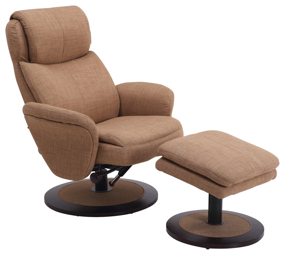 Comfort Chair Fabric Swivel Recliner with Ottoman - Contemporary