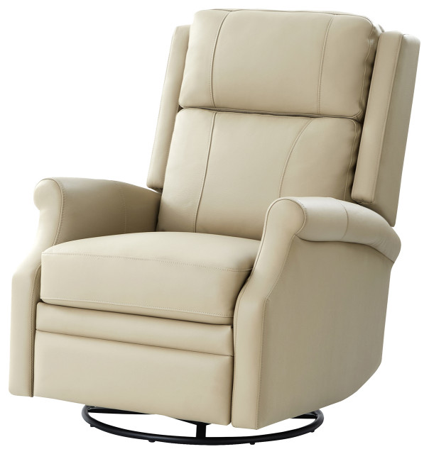 Genuine Leather Swivel Rocker Power Recliner With USB and Type-C ...